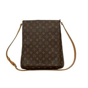 LOUIS VUITTON Brown Leather Pochette Shoulder Bag